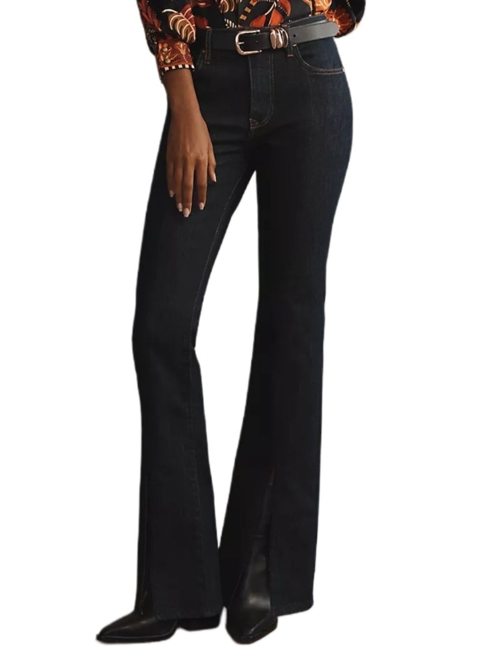 Anthropologie Pilcro Womens Dark Blue Split Front High Rise Bootcut Jeans 27